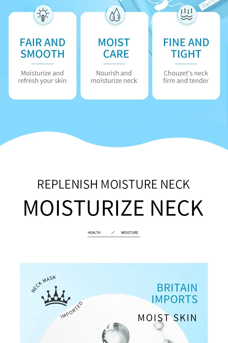 10pcs SADOER Hyaluronic Acid Neck Mask Collagen Firming Neck Masks Nourishing Brightening Beauty Moisturizing Necks Skin Care