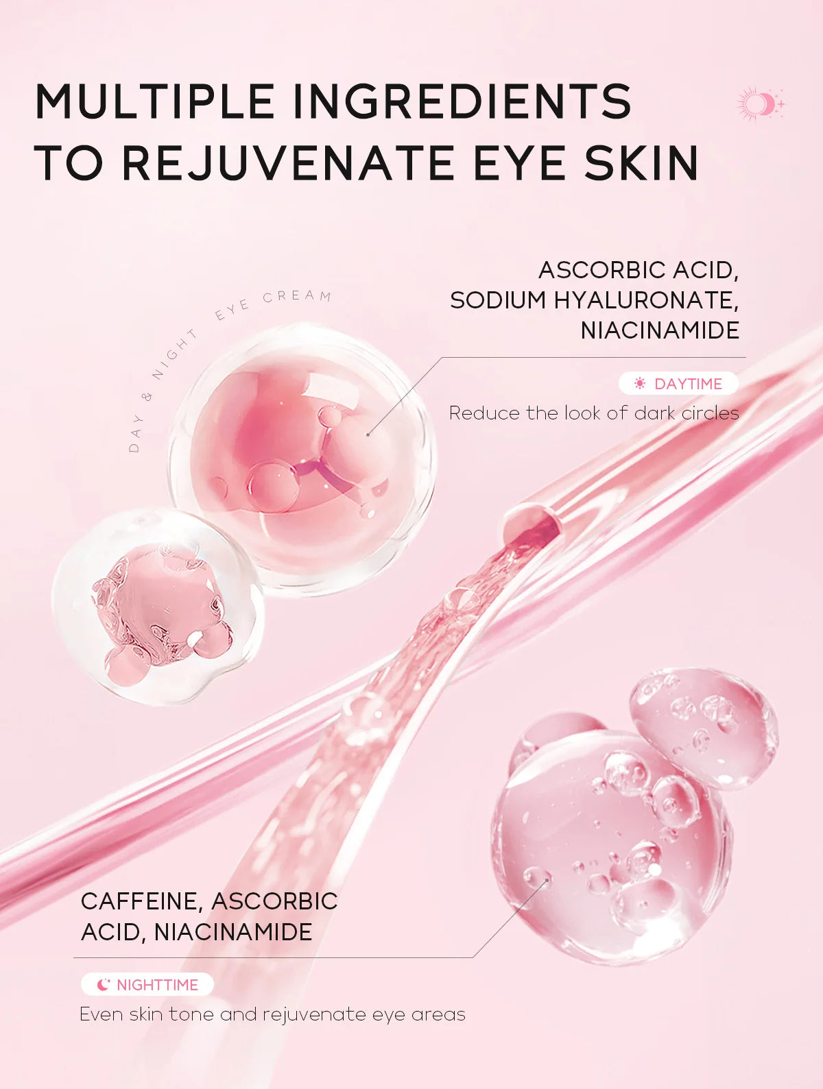 LAIKOU Sakura Eye Cream Dark Circles Anti Eye Bags Day and Night Moisturizing Eye Serum Refreshing Firming Eyes Skin Care 20g