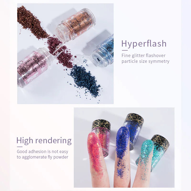 Pudaier Glitter Shimmer Powder Pigment Eyeshadow Highlighter Beauty Makeup Shiny Body Glow Festival Party Cosmetic