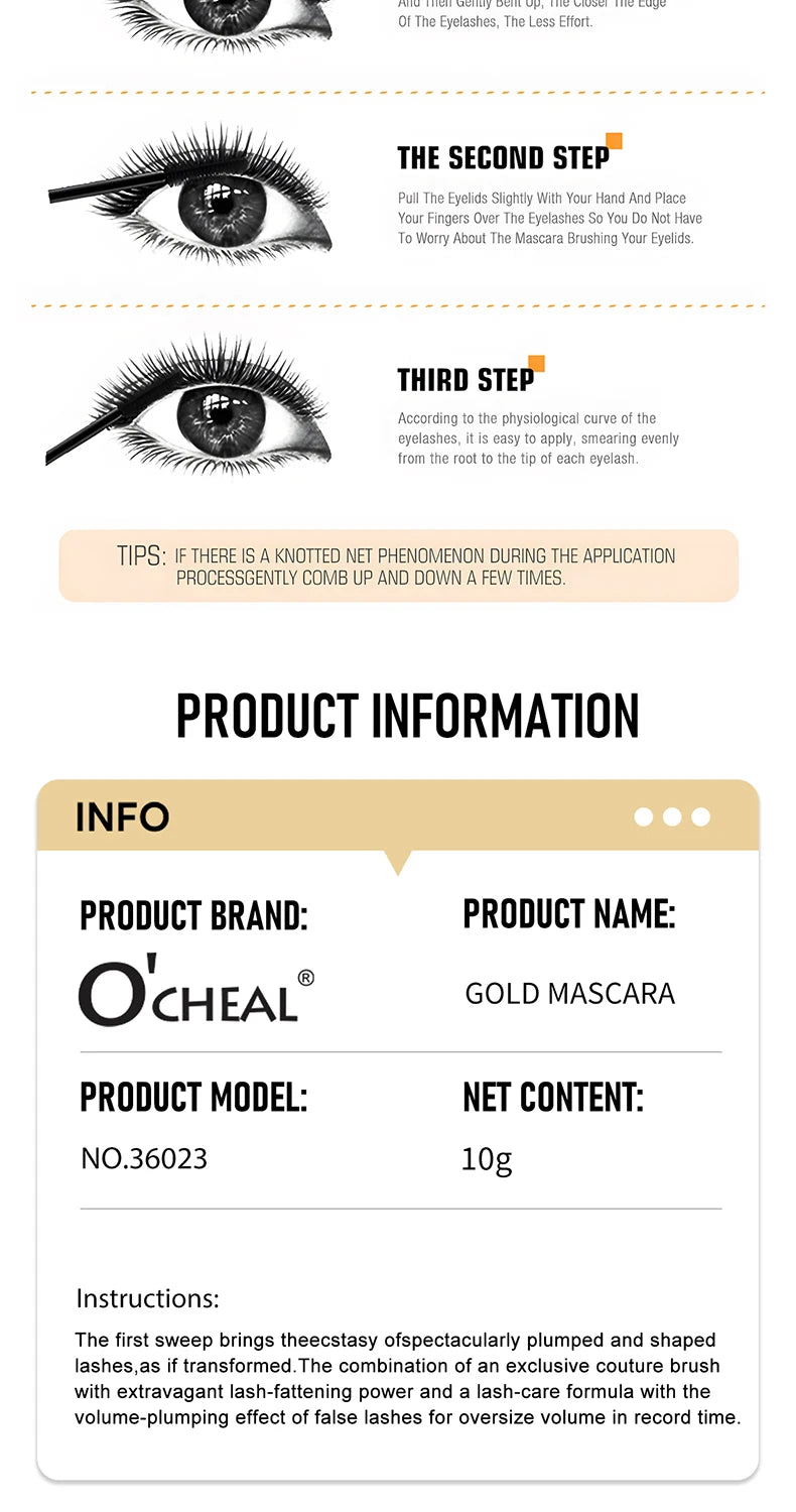 O‘cheal Mascara Black Lash Eyelash Brush 3D Silk Thick Curling Lengthening Eyes Lashes Beauty Makeup Cosmetics Extension Mascara