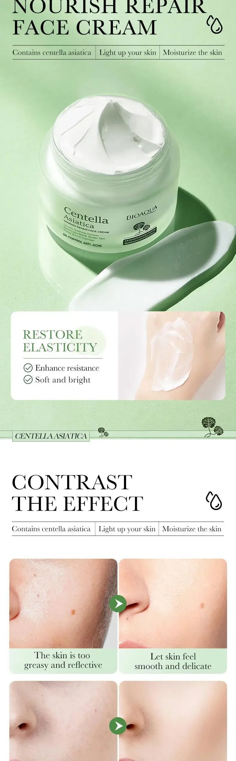 6pcs BIOAQUA Centella Skin Care Sets Moisturizing Firming Face Cream Facial Cleanser Serum Toner Skin Care Set  Products