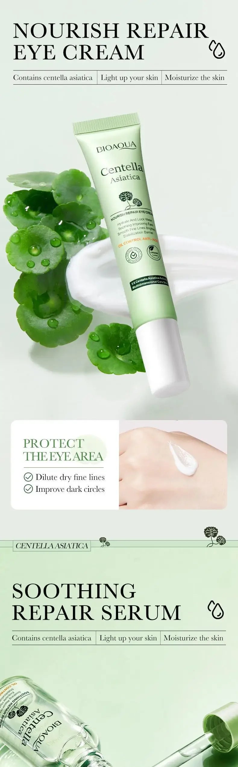 6pcs BIOAQUA Centella Skin Care Sets Moisturizing Firming Face Cream Facial Cleanser Serum Toner Skin Care Set  Products