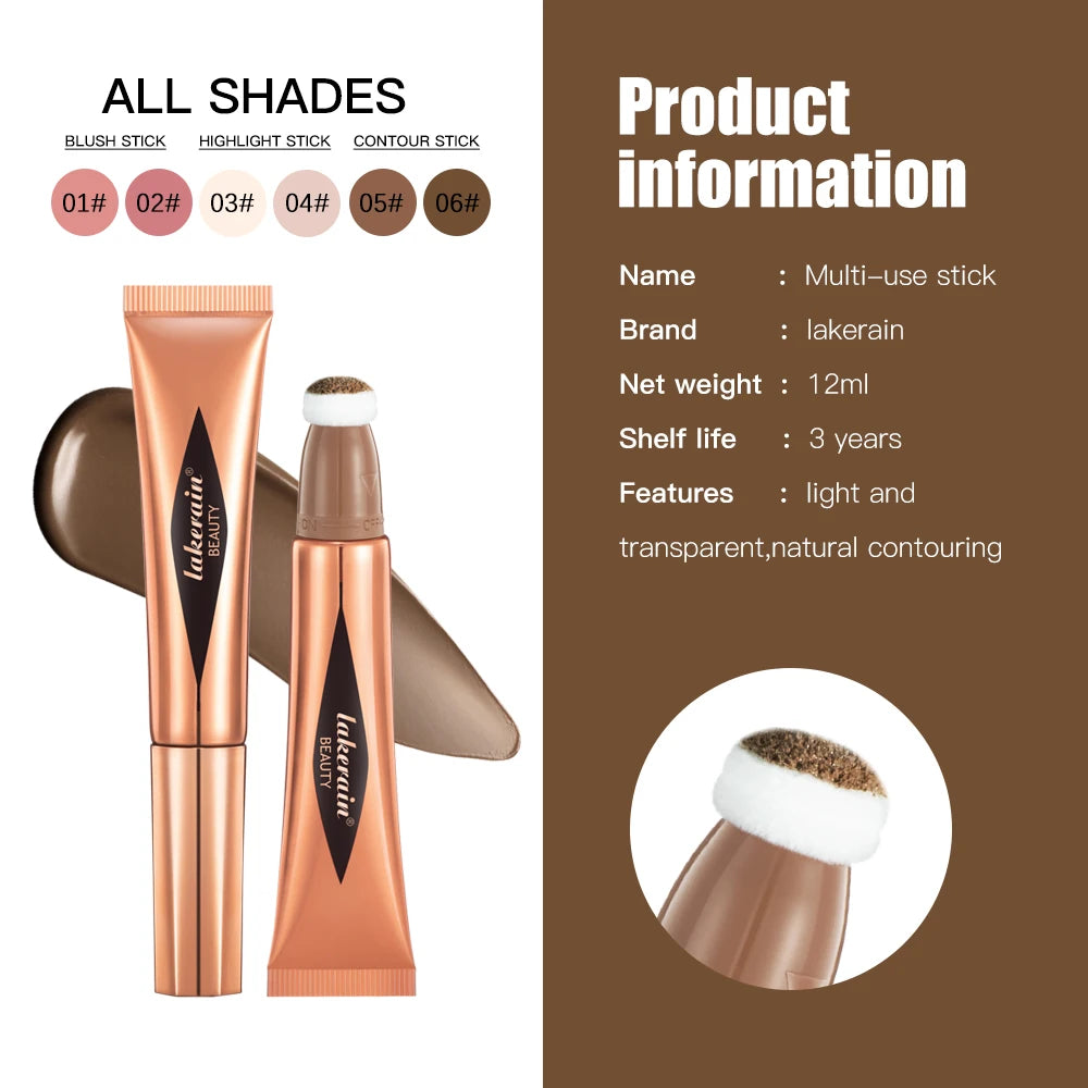 New Cream Bronzer Contour Blusher Beauty Wand Highlighter Blush With Cushion Liquid Face Bronzer Wand Stick Applicator Makeup