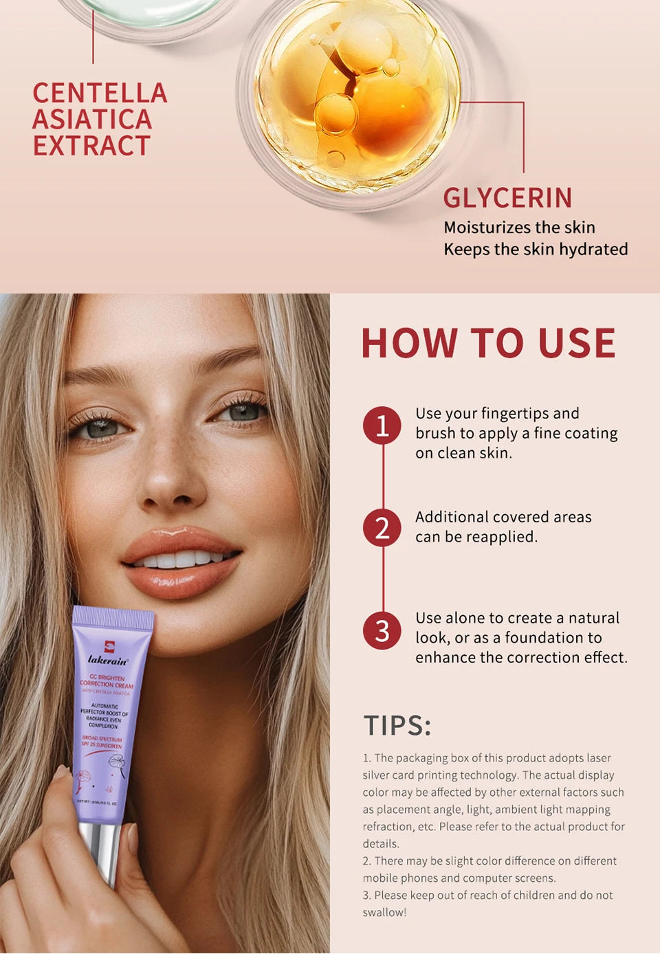 3pcs Korean CC Cream – Color Correcting, Moisturizing & High Coverage