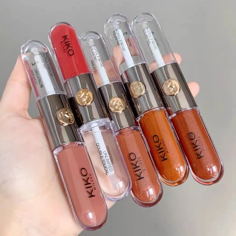 New Double Headed Lipstick Transparent Mirror Lip Gloss Non-Fading Lip sticks Milk Tea Bean Paste Sexy Plump Lip Glaze Makeup