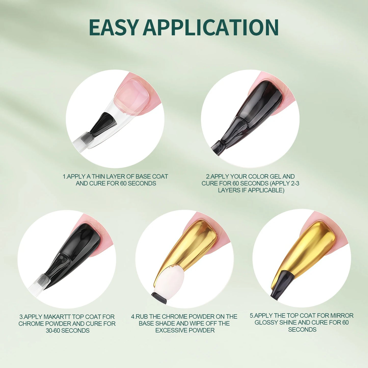 Nailpop Chrome Powder Top Coat High Gloss Top Coat Gel Nail Sealer Long Lasting Easy to Use UV Lamp Dip DIY Salon Art Designs