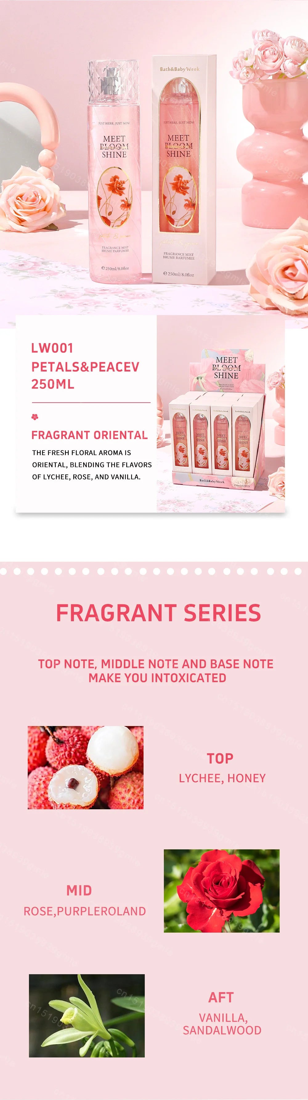 250Ml High-Quality Original Women's Perfume Long-Lasting Body Spray Fragrance Mist Brume Women's Perfume Body Spray Fragrance