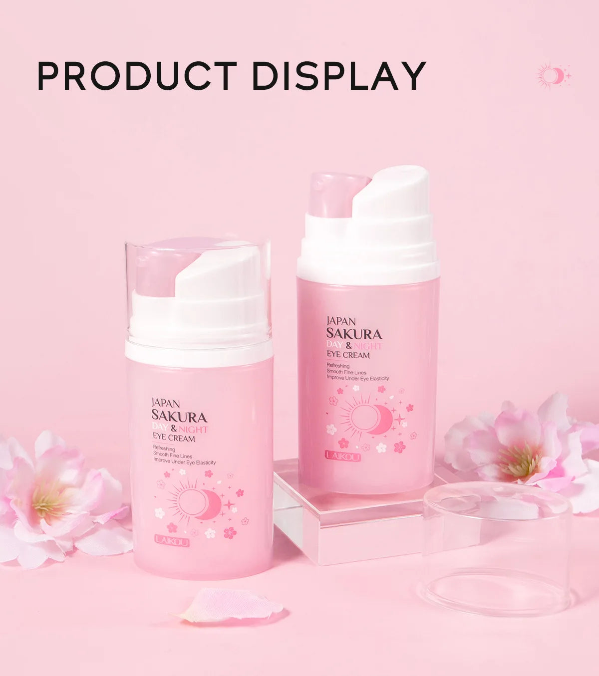 LAIKOU Sakura Eye Cream Dark Circles Anti Eye Bags Day and Night Moisturizing Eye Serum Refreshing Firming Eyes Skin Care 20g