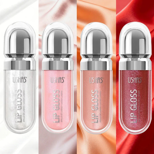 USHAS 12 Color Pearlescent Transparent Moisturizing Flash Liquid Lipstick Waterproof Sweatproof Non Stick Cup Lip Cosmetics Girl