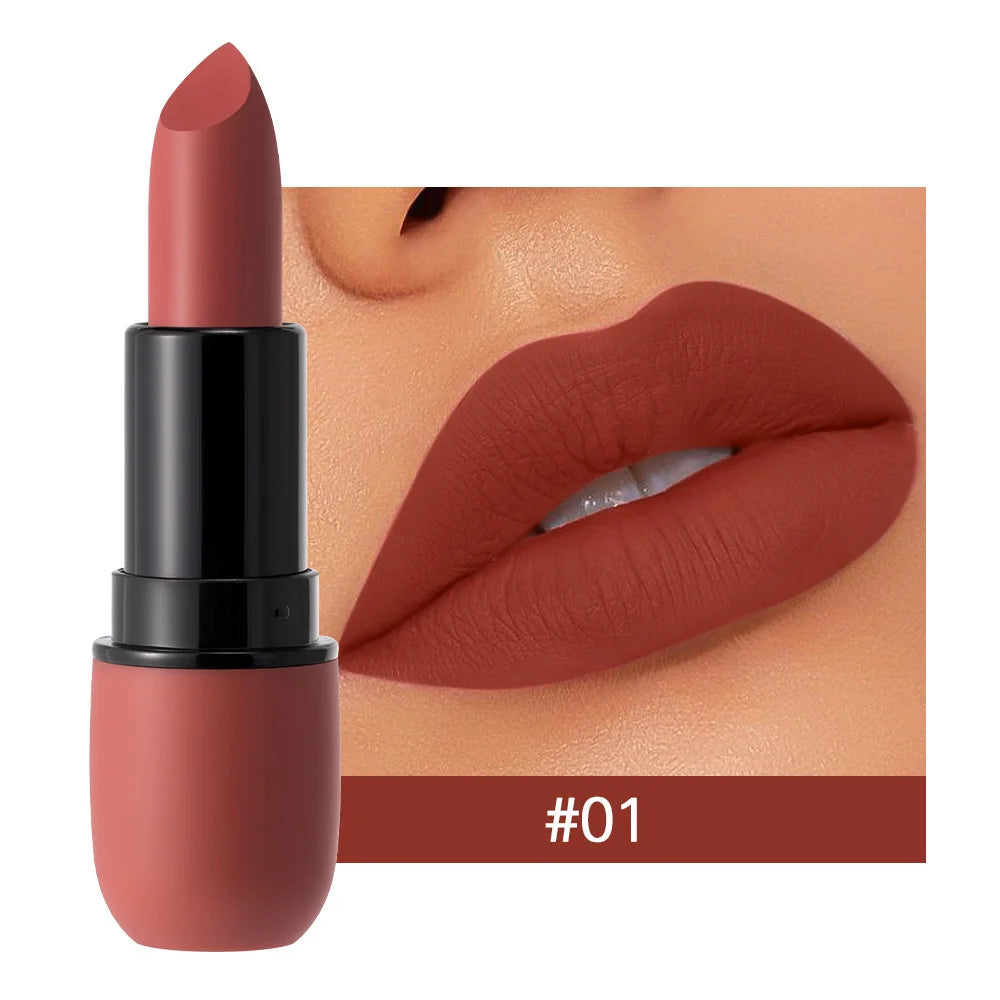 Fog Matte Lipstick Long Lasting Waterproof Lip Stick Smudge-free Classic Highly Pigmented Velvet Finish Lip Tint Makeup Cosmetic