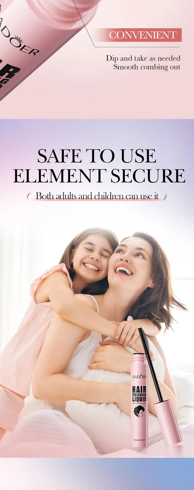 SADOER Hair Styling Wax Stick Edge Control Anti-Frizz Improve Frizzy Curly Troubles Smoothing Broken Solid Hair Gel Cream Liquid