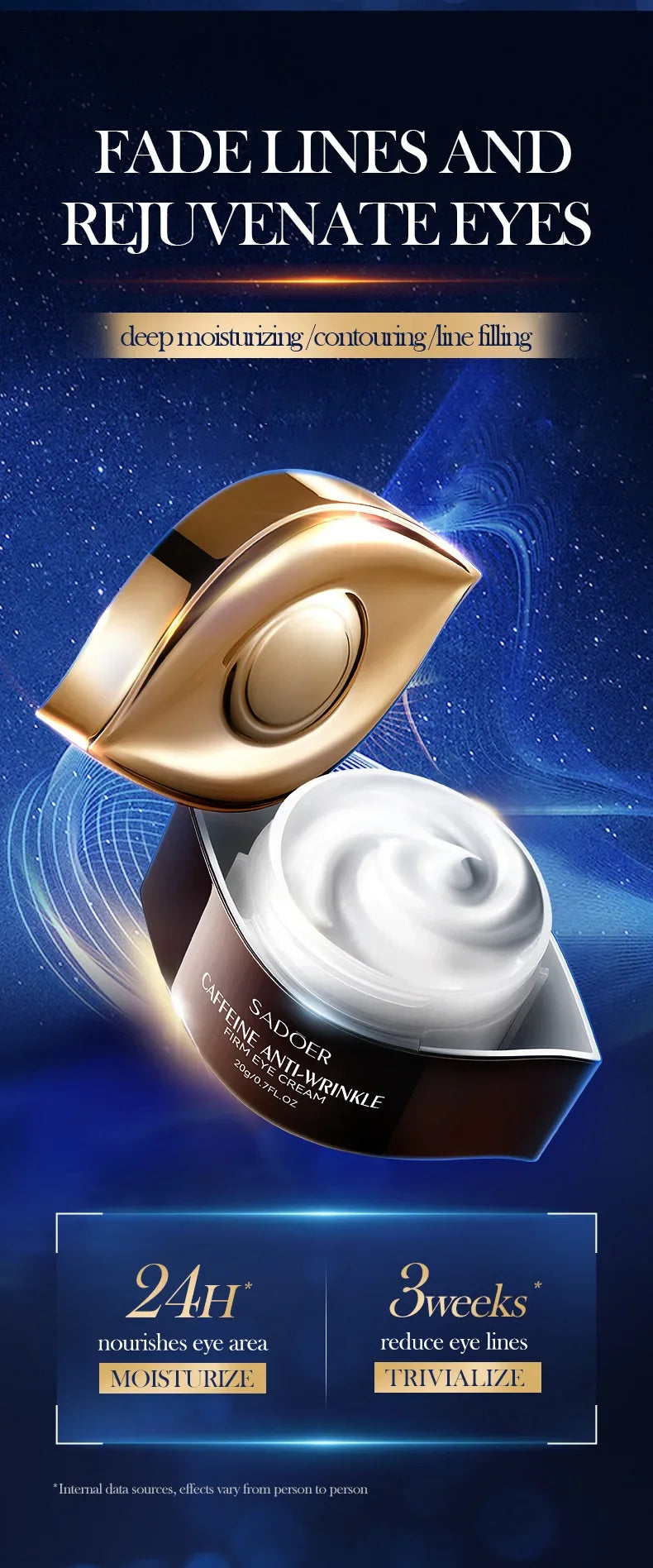 SADOER Caffeine Eye Cream Anti Dark Circles Eyes Bags Remover Firming Moisturizing Eye Creams Beauty Eyes Skin Care Products